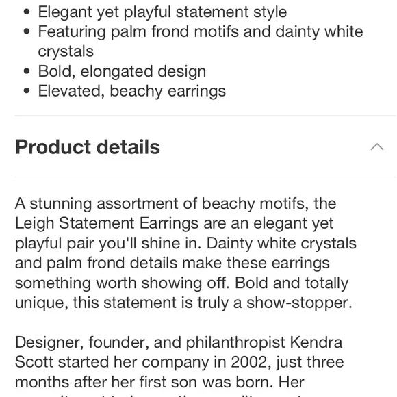 Kendra Scott Leigh Statement Earrings
- Gold NWT - Picture 5 of 6